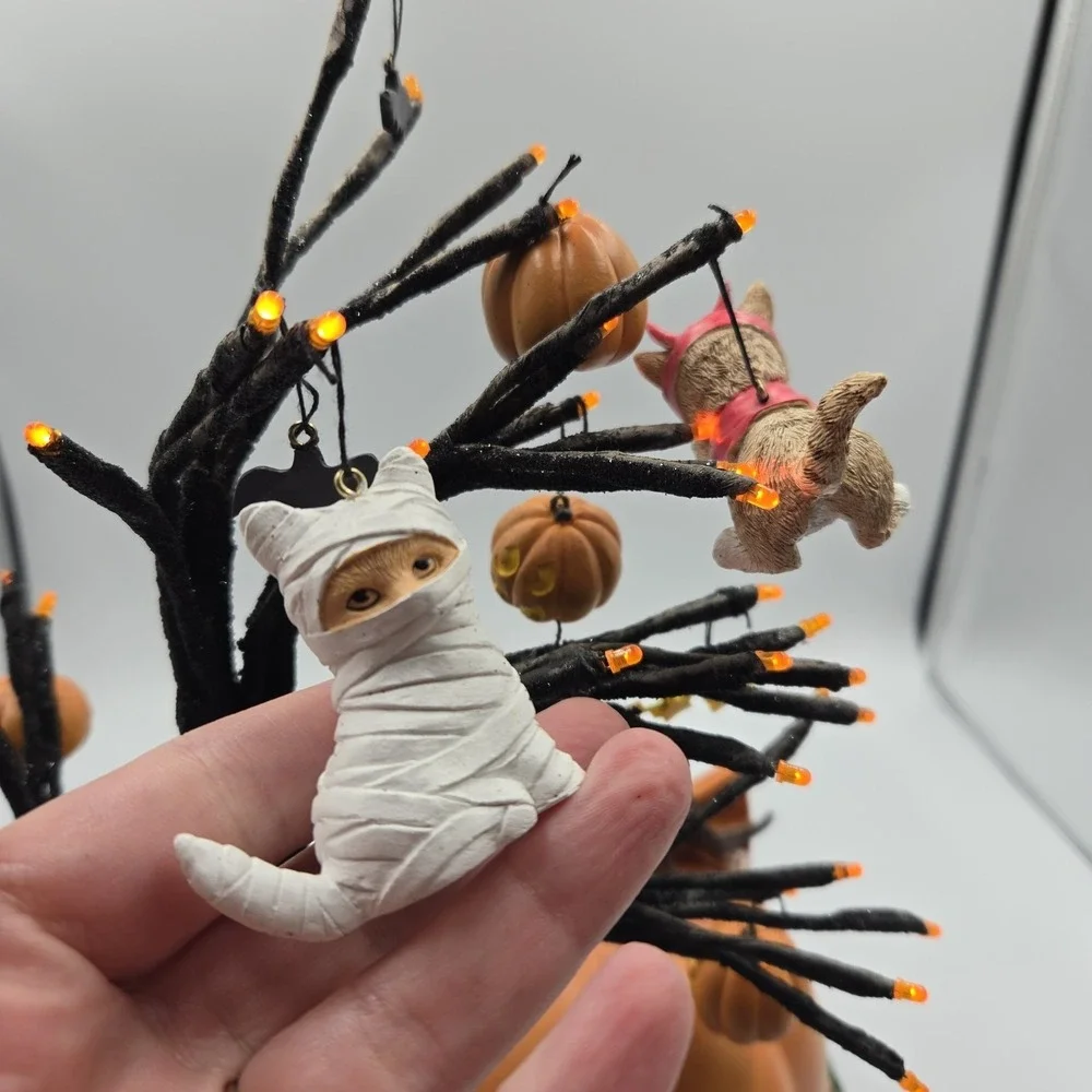 Bradford Exchange Purr-Fectly Mischievous‎ Halloween Tree Cat Kittens Lighted